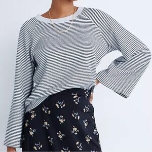 Madewell Terry Ragland Striped Cotton Sweatshirt XXS Relaxed Fit Long Sleeve